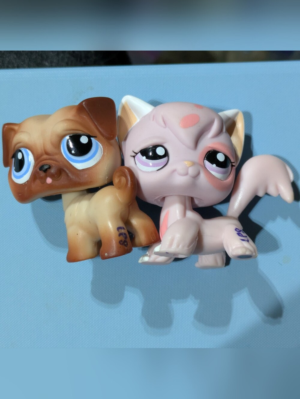 Authentic LPS Pug Dog #1312 & Longhair Cat #1726 🔥Bundle Of 2 Littlest Pet Shop
